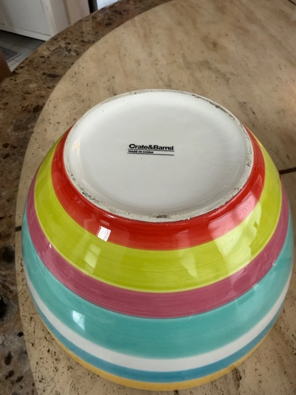 Crate&Barrel Ceramic Mixing Bowl in Yellow, Turquoise and White